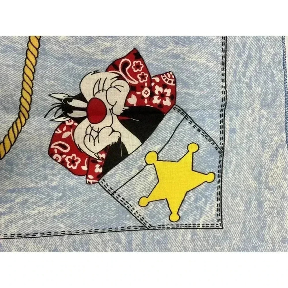 Vintage Looney Tunes Sylvester and Tweety Bird Bandaroos Bandana Western 1996 - Picture 3 of 6